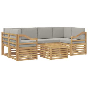vidaXL Buiten bankenset 7 st Wit en Lichtgrijs Polyester