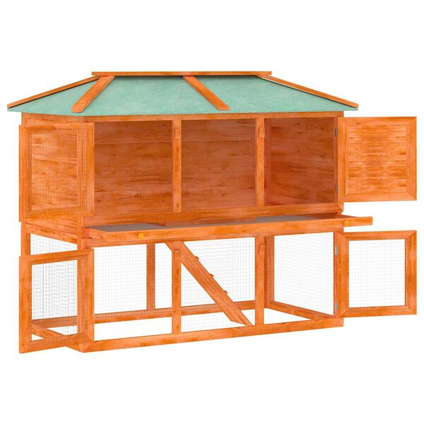 vidaXL Konijnenhok twee verdiepingen hout