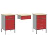 vidaXL Werk kast met lade met slot 8 pcs Rood Engineered hout en staal