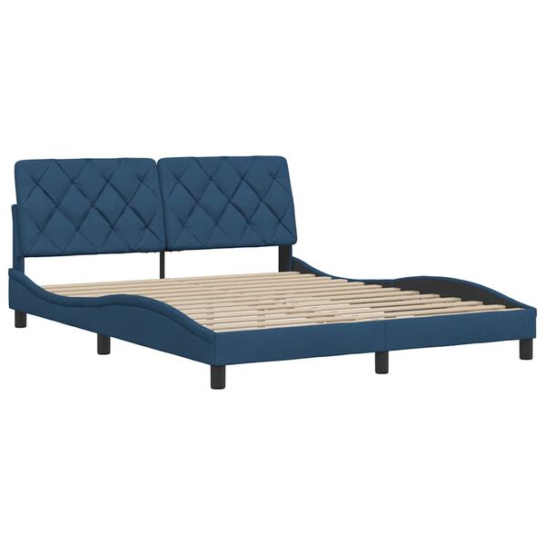 vidaXL Bedframe zonder matras stof blauw 160x200 cm