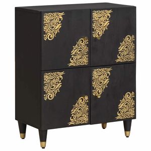 vidaXL Dressoir met plank Zwart 60 x 33 x 75 cm Massief Mango Hout