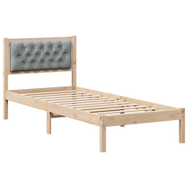 vidaXL Bedframe Lichtgrijs 75 x 190 cm Massief grenenhout