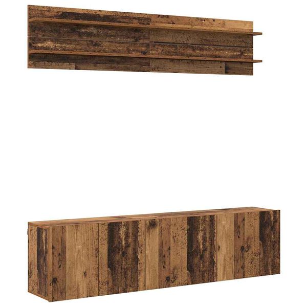 vidaXL TV Eenheden Wandgemonteerd 6 pcs Oud hout Bewerkt hout