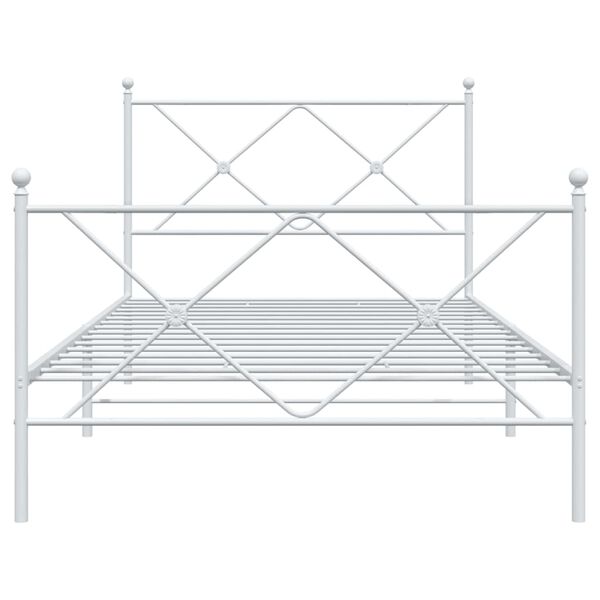 vidaXL Bedframe met hoofd- en voeteneinde metaal wit 100x200 cm