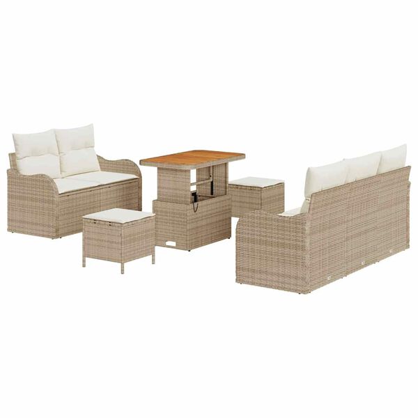 vidaXL Tuin Sofa Set met kussen met opslag 8 pcs Beige en Cr&egrave;me