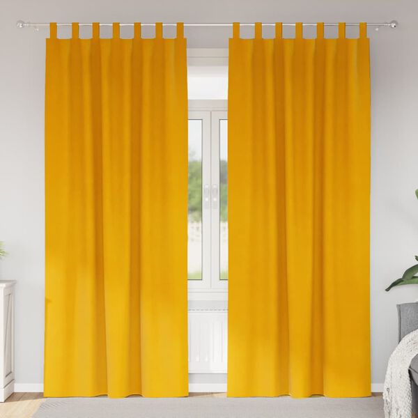 vidaXL Verduisterende gordijnen 2 pcs Mosterdgeel 140 x 260 cm Fluweel