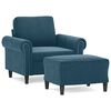 vidaXL Fauteuil met voetenbank 60 cm fluweel blauw