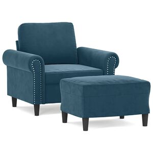vidaXL Fauteuil met voetenbank 60 cm fluweel blauw