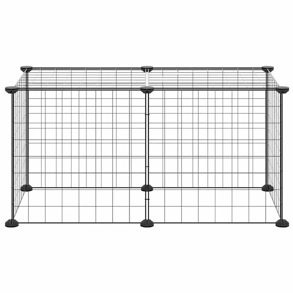 vidaXL Huisdierenkooi met 8 panelen 35x35 cm staal zwart