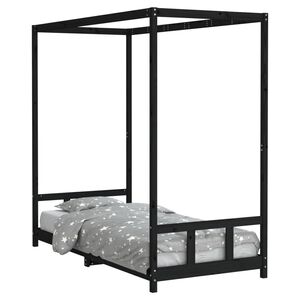 vidaXL Kinderbedframe 90x200 cm massief grenenhout zwart