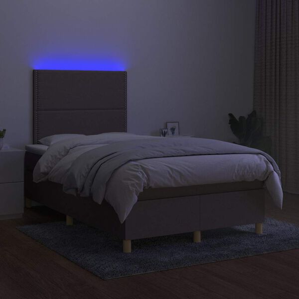 vidaXL Boxspring met matras en LED stof taupe 120x190 cm