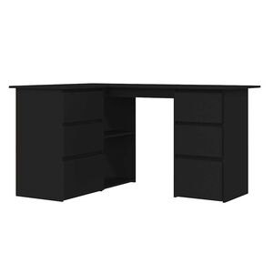 vidaXL Hoekbureau 145x100x76 cm bewerkt hout zwart