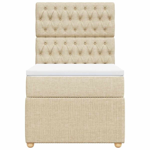 vidaXL Boxspring met matras stof cr&egrave;mekleurig 80x200 cm