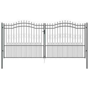 vidaXL Hekpoort met Spear Boven KAMPEN 404 x 175 cm Staal Grijs