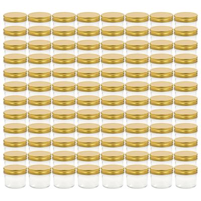 vidaXL Jampotten met goudkleurige deksels 96 st 110 ml glas