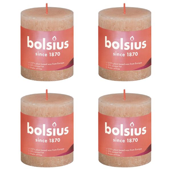 Bolsius Stompkaarsen Shine 4 st rustiek 80x68 mm mistroze
