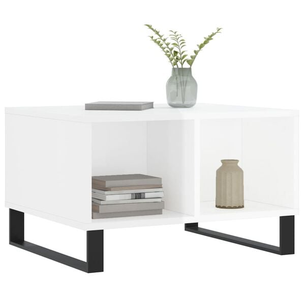 vidaXL Salontafel 60x50x36,5 cm bewerkt hout hoogglans wit