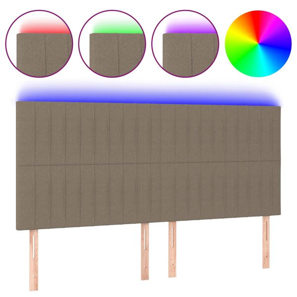 vidaXL Hoofdbord LED 160x5x118/128 cm stof taupe
