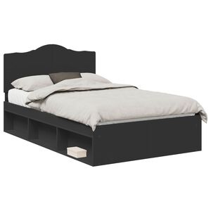 vidaXL Bedframe met hoofdeinde Zwart 120 x 200 cm Massief grenenhout