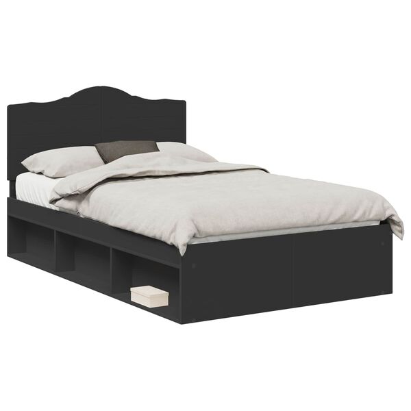 vidaXL Bedframe met hoofdeinde Zwart 120 x 200 cm Massief grenenhout