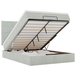 vidaXL Ottoman bed met matrassen en LED's 140x190cm fluweel lichtgrijs