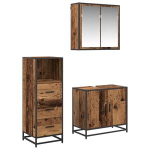 vidaXL Badkamermeubelset met lade 3 pcs Oud Hout Bewerkt hout
