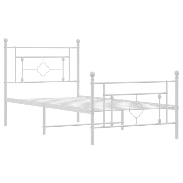 vidaXL Bedframe met hoofd- en voeteneinde metaal wit 90x200 cm