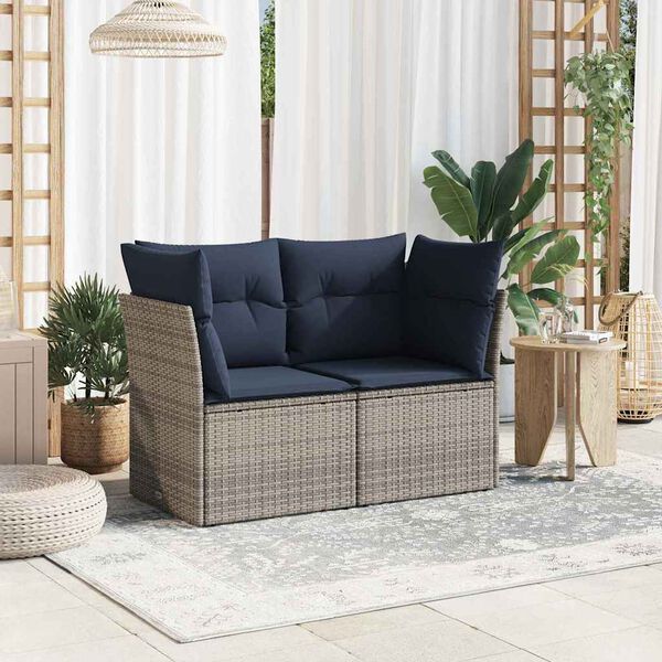 vidaXL | Tuin Sofa | met kussen Grijs 124 x 62 x 69cm poly rattan