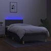 vidaXL Boxspring met matras en LED stof donkergrijs 90x200 cm
