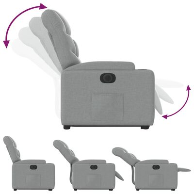 vidaXL Sta-op-stoel elektrisch verstelbaar stof lichtgrijs