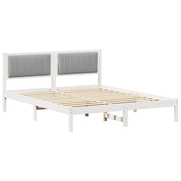 vidaXL Bedframe met Gevoerd Hoofdgedeelte Lichtgrijs 160 x 200 cm