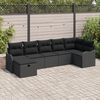 vidaXL Bankstel met kussen met opslag 7 pcs Zwart poly rattan