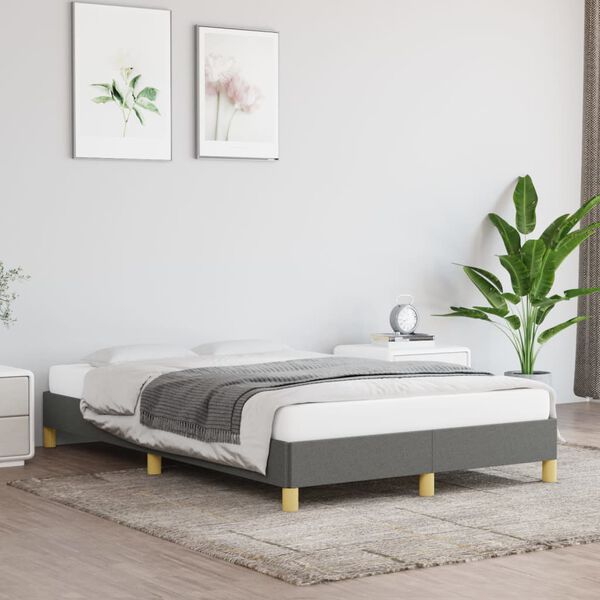 vidaXL Bedframe zonder matras 120x200 cm stof donkergrijs
