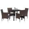 vidaXL Tuin eettafelset met kussen 5 pcs Bruin poly rattan