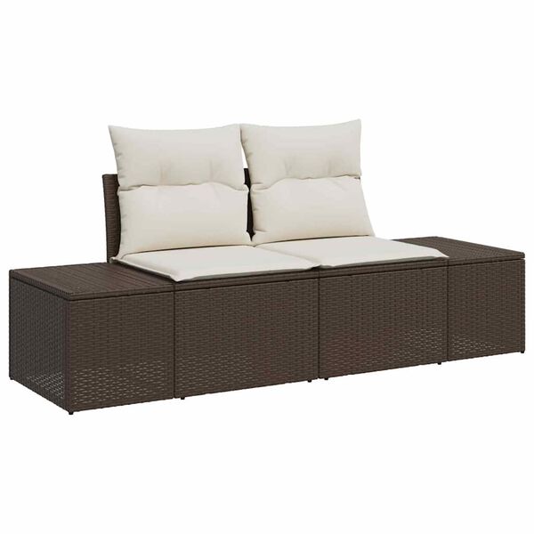 vidaXL Tuin Sofa Set met kussen 4 pcs Bruin en Cr&egrave;me poly rattan