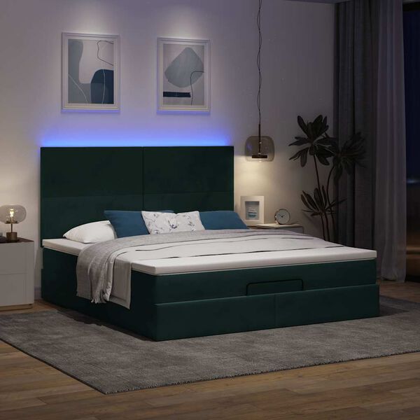 vidaXL Ottoman bed met matrassen en LED's 160x200cm fluweel