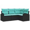 vidaXL Tuinbankenset 4 st Zwart en Turquoise poly rattan