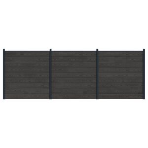 vidaXL Hek set 3 st 526 x 186 cm WPC en Aluminium Zwart