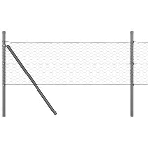 vidaXL zeshoekig gaashek met grondbevestiging 25 x 0,5 m Grijs Mesh