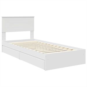 vidaXL Opslag bed met hoofdeinde met lade Wit 90 x 200 cm Bewerkt hout