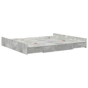 vidaXL Opbergbedframe met lade Beton Grijs 200 x 200 cm Bewerkt hout