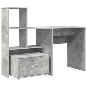 vidaXL Bureau met lade Beton Grijs 131,5 x 50 x 106,5 cm Bewerkt hout