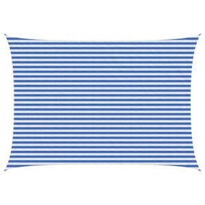 vidaXL Zonneschaduwzeil 3,5 x 4,5 m HDPE Rechthoekig Blauw en Wit