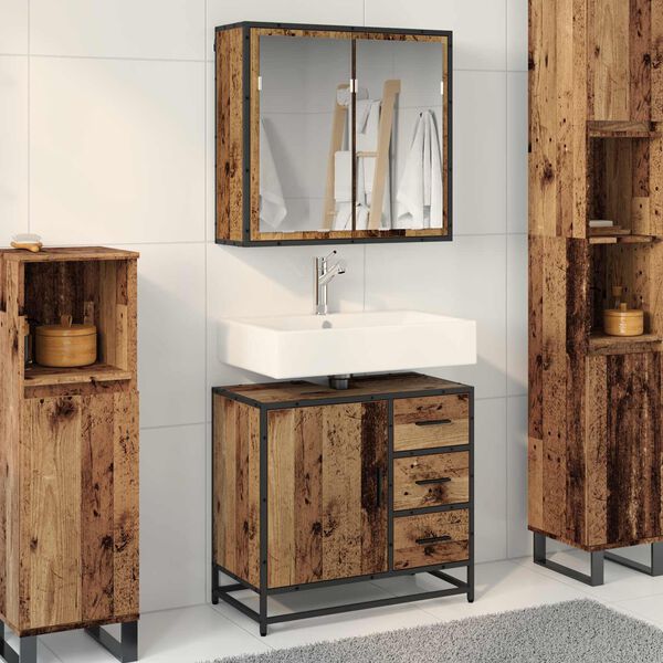 vidaXL Badkamermeubelset met lade 2 pcs Oud Hout Bewerkt hout