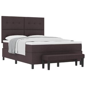 vidaXL Boxspringbed met hoofdeinde Donkerbruin 140 x 190 cm Stof