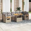vidaXL 8-delige Loungeset met kussens poly rattan acacia beige