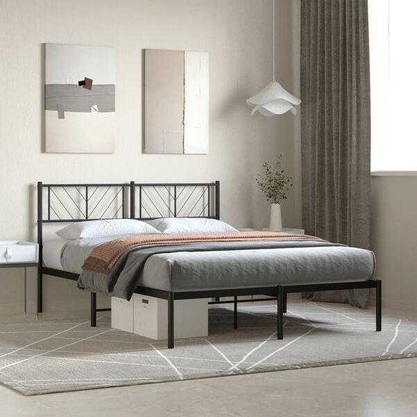 vidaXL Bedframe met hoofdbord metaal zwart 120x200 cm