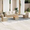 vidaXL 6-delige Loungeset met kussens poly rattan beige
