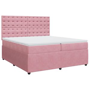 vidaXL Boxspring met matras fluweel roze 200x200 cm