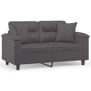 vidaXL Tweezitsbank met sierkussens 120 cm kunstleer grijs